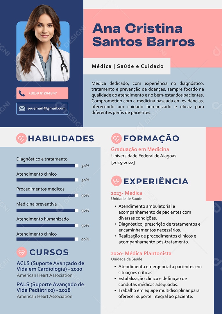 Modelo de Currículo Médica PSD Editável