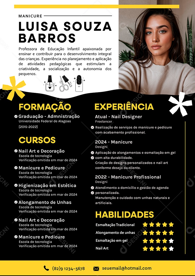 Modelo de Currículo Manicure PSD Editável