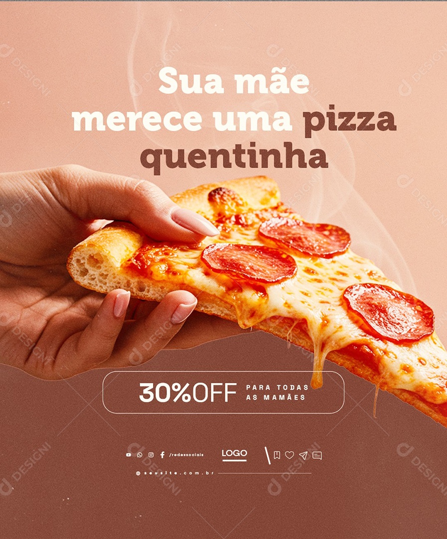 Pizzaria Sua Mãe Merece uma Pizza Quentinha Social Media PSD Editável