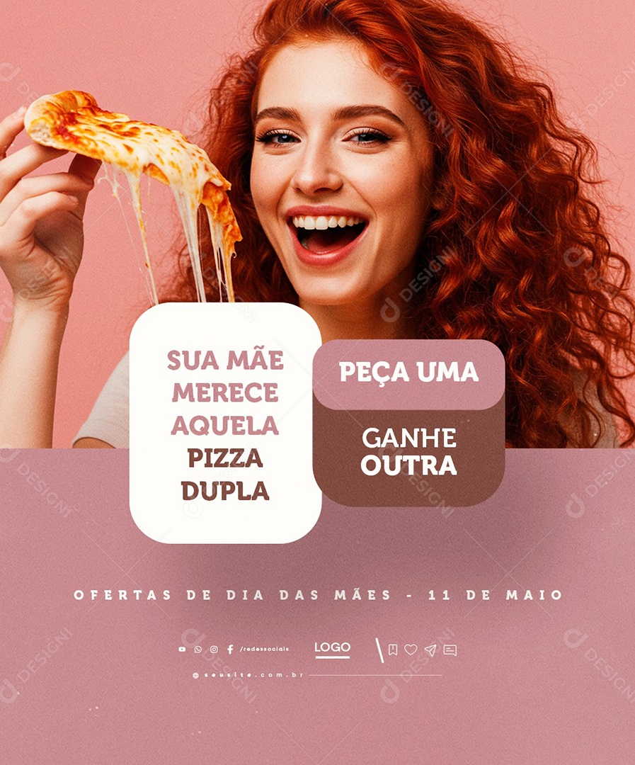 Pizzaria Sua Mãe Merece Aquela Pizza Dupla Social Media PSD Editável
