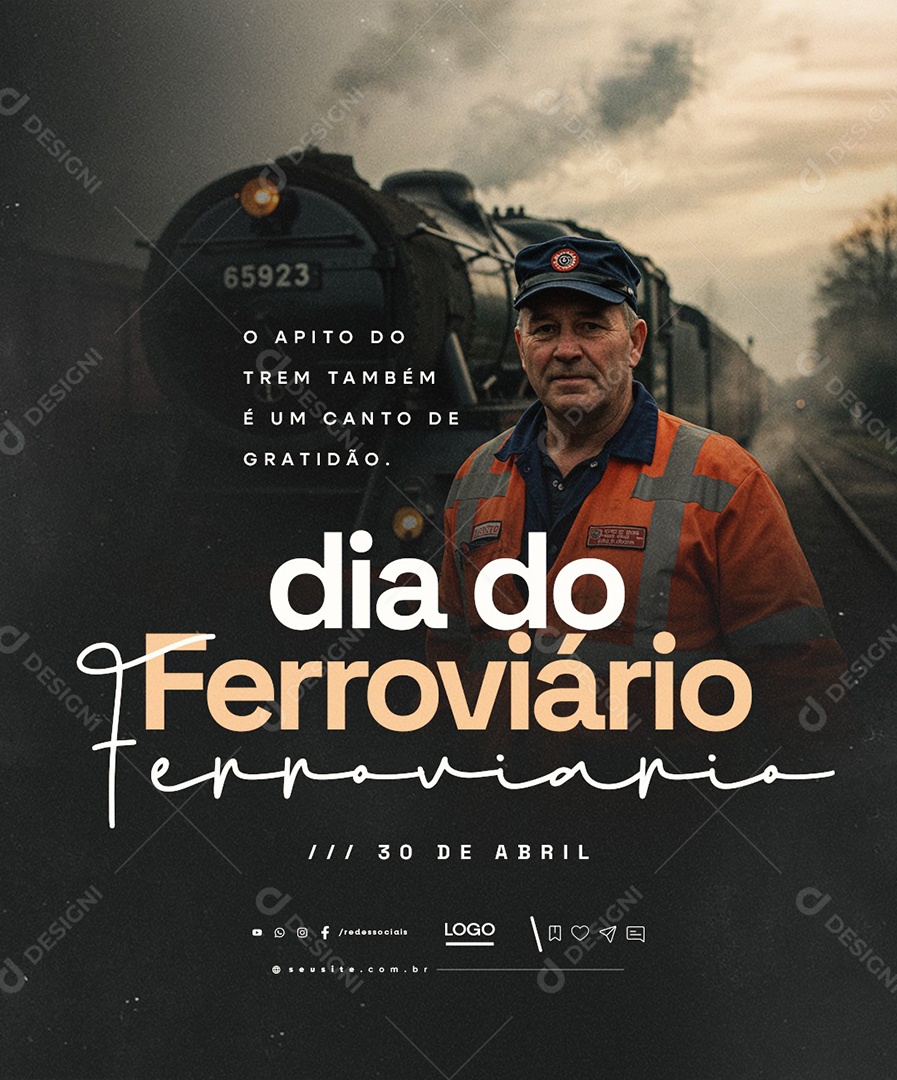 Dia do Ferroviário 30 de Abril Social Media PSD Editável