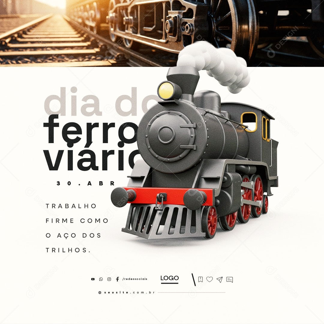 Dia do Ferroviário 30 de Abril Social Media PSD Editável