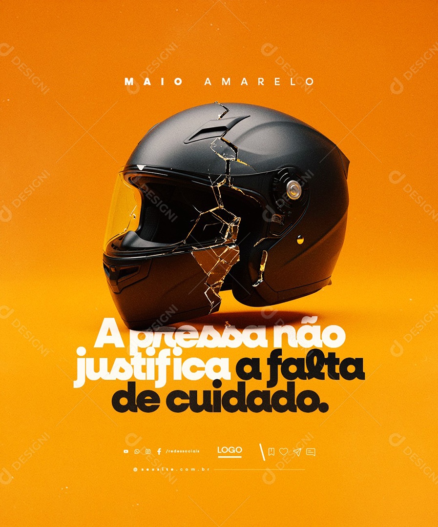 Maio Amarelo A Pressa Não Justifica a Falta de Cuidado Social Media PSD Editável