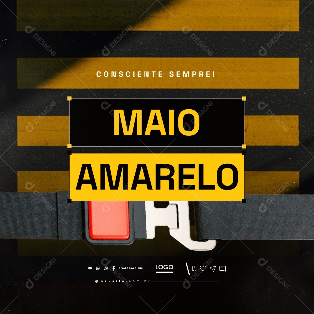 Maio Amarelo Consciente Sempre Social Media PSD Editável