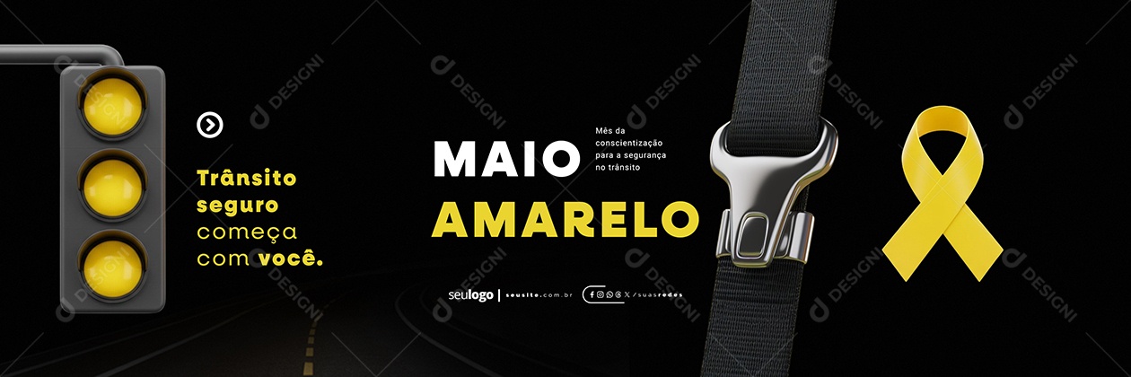 Carrossel Maio Amarelo Mês da Conscientização para A Segurança no Trânsito Social Media PSD Editável