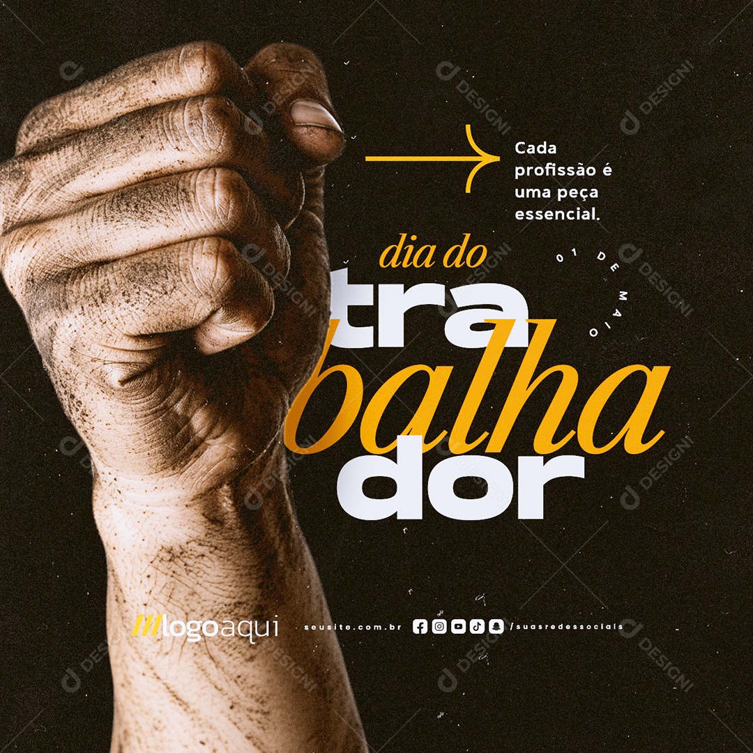 Dia Do Trabalhador 01 de Maio Social Media PSD Editável