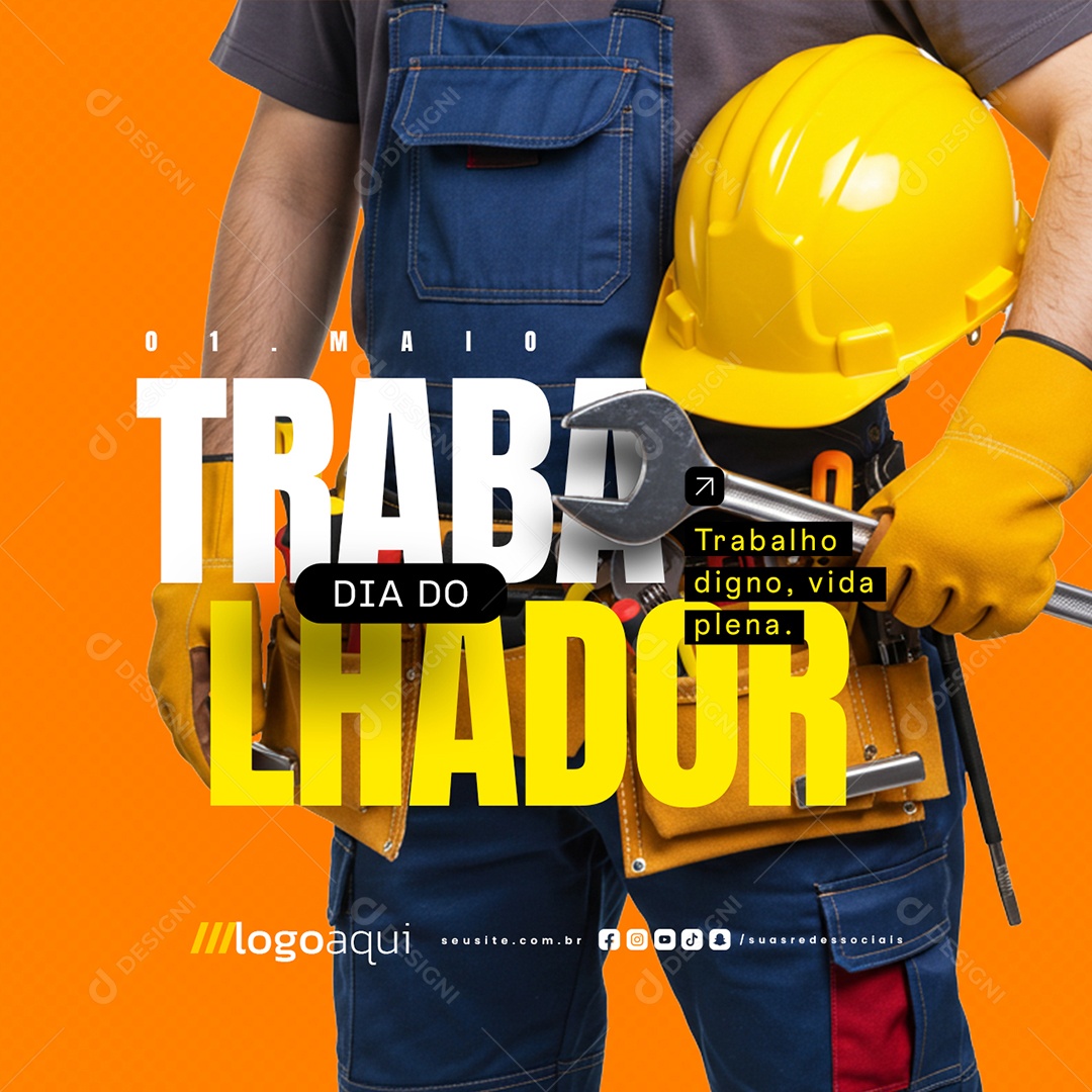 Dia Do Trabalhador 01 de Maio Mecânico Social Media PSD Editável