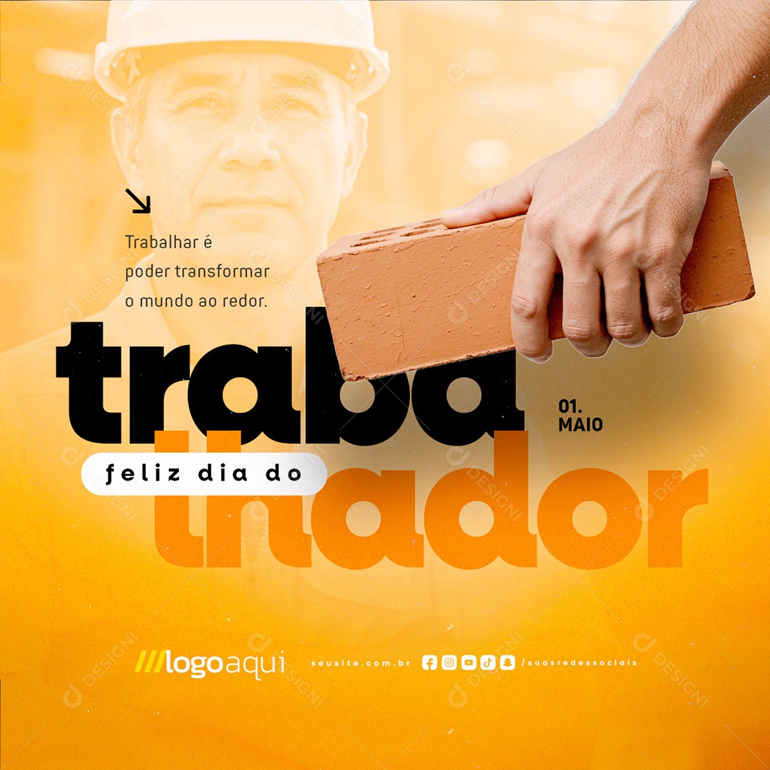 Feliz Dia Do Trabalhador 01 de Maio Engenheiro Social Media PSD Editável