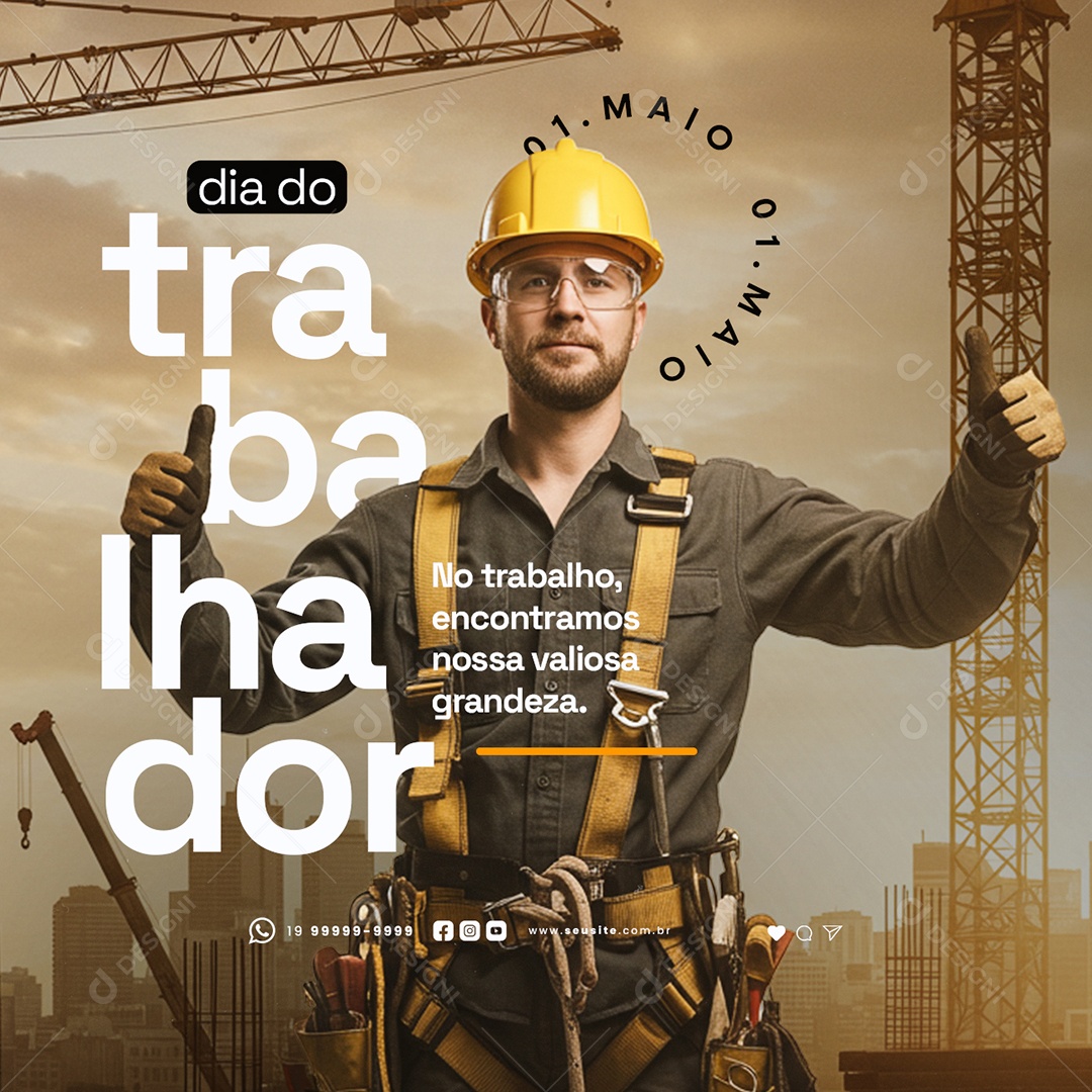 Dia Do Trabalhador 01 de Maio Engenheiro Social Media PSD Editável