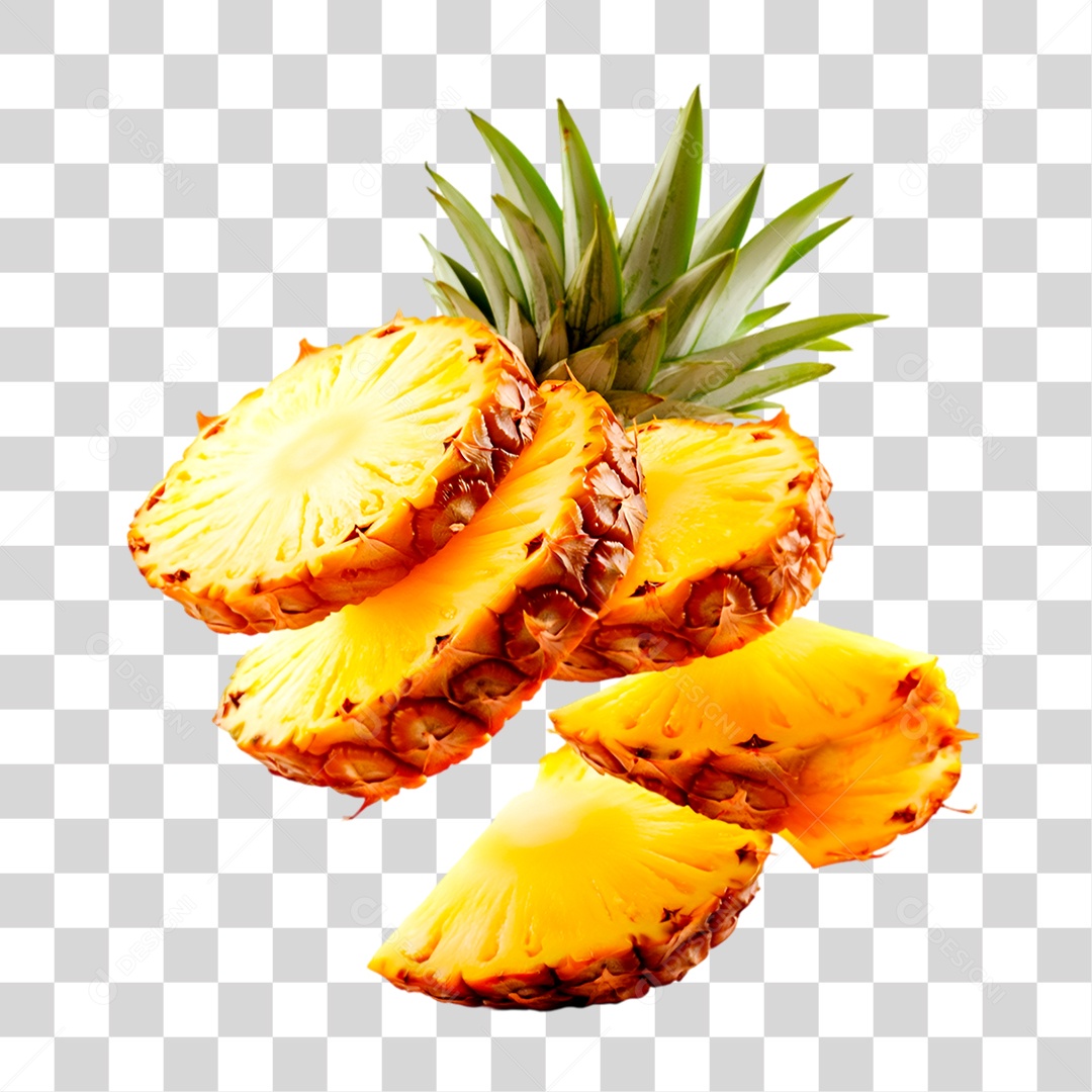 Abacaxi Fatiado PNG Transparente