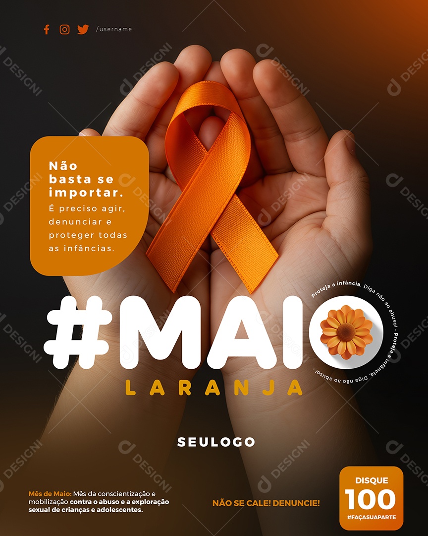 Maio Laranja É Preciso Agir Social Media PSD Editável