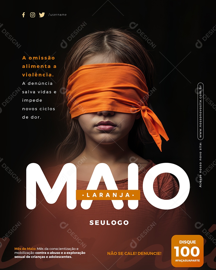 Maio Laranja A Omissão Alimenta a Violência Social Media PSD Editável