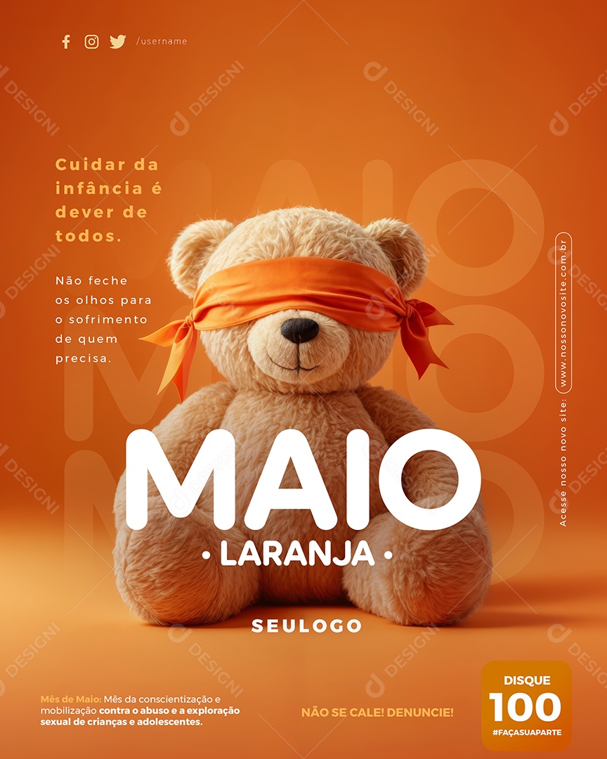 Maio Laranja Cuidar da Infância é Dever de Todos Social Media PSD Editável