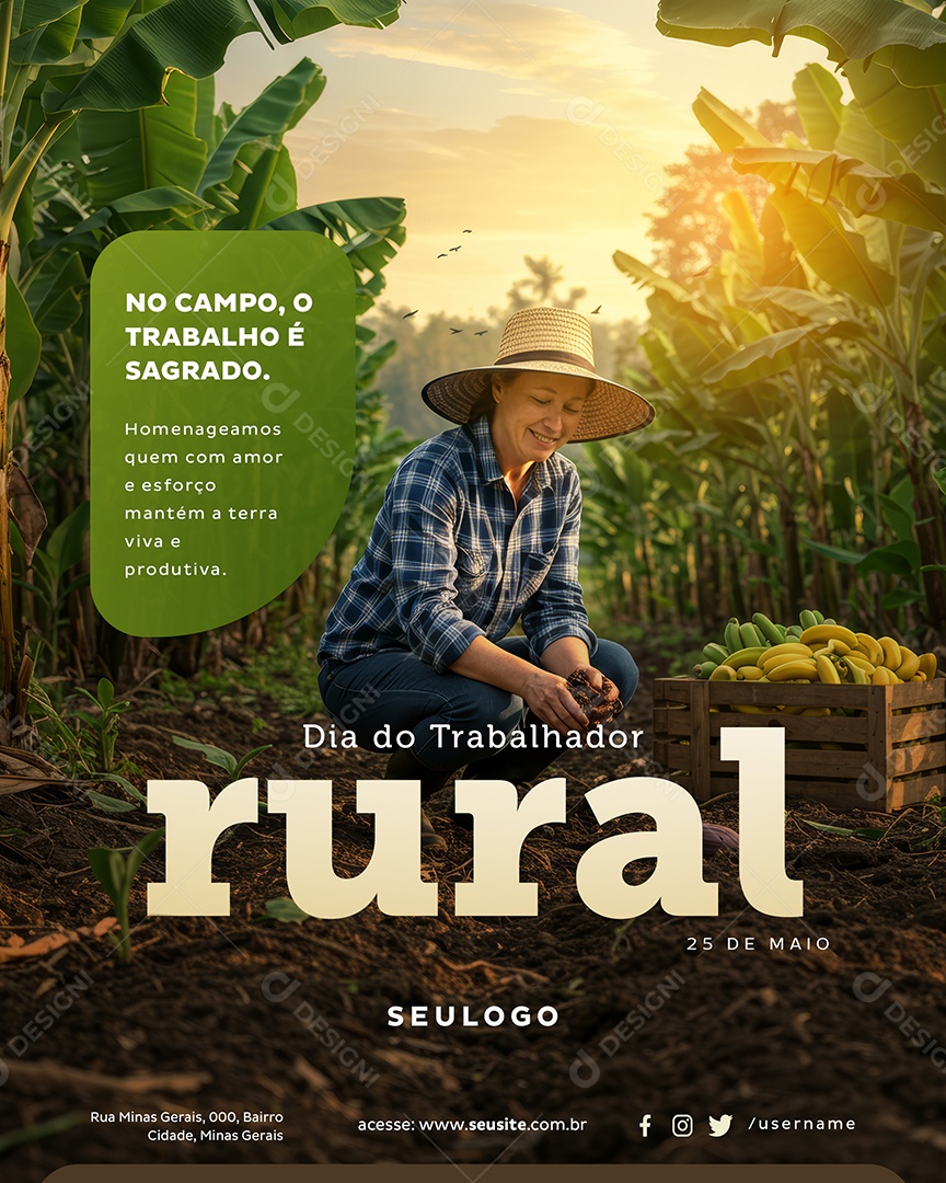 Dia do Trabalhador Rural 25 de Maio Social Media PSD Editável