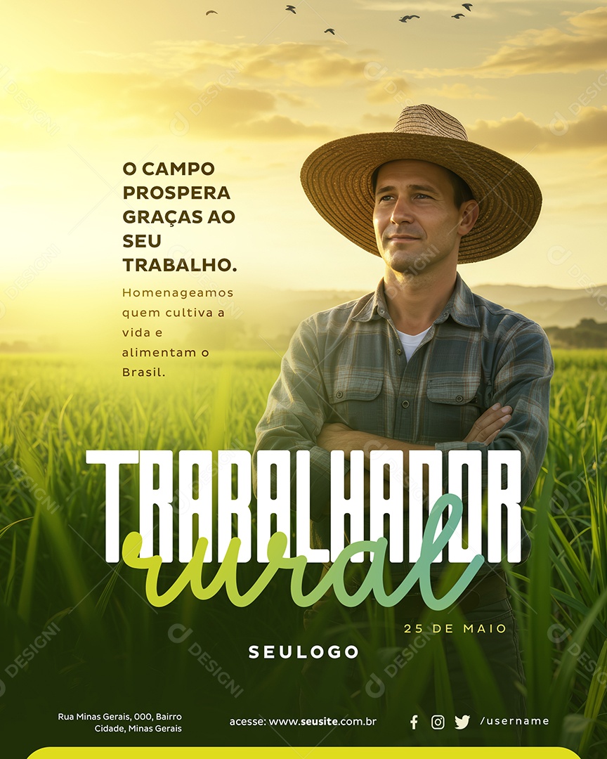 Dia do Trabalhador Rural 25 de Maio Social Media PSD Editável