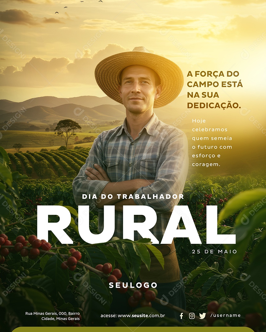 Dia do Trabalhador Rural 25 de Maio Social Media PSD Editável