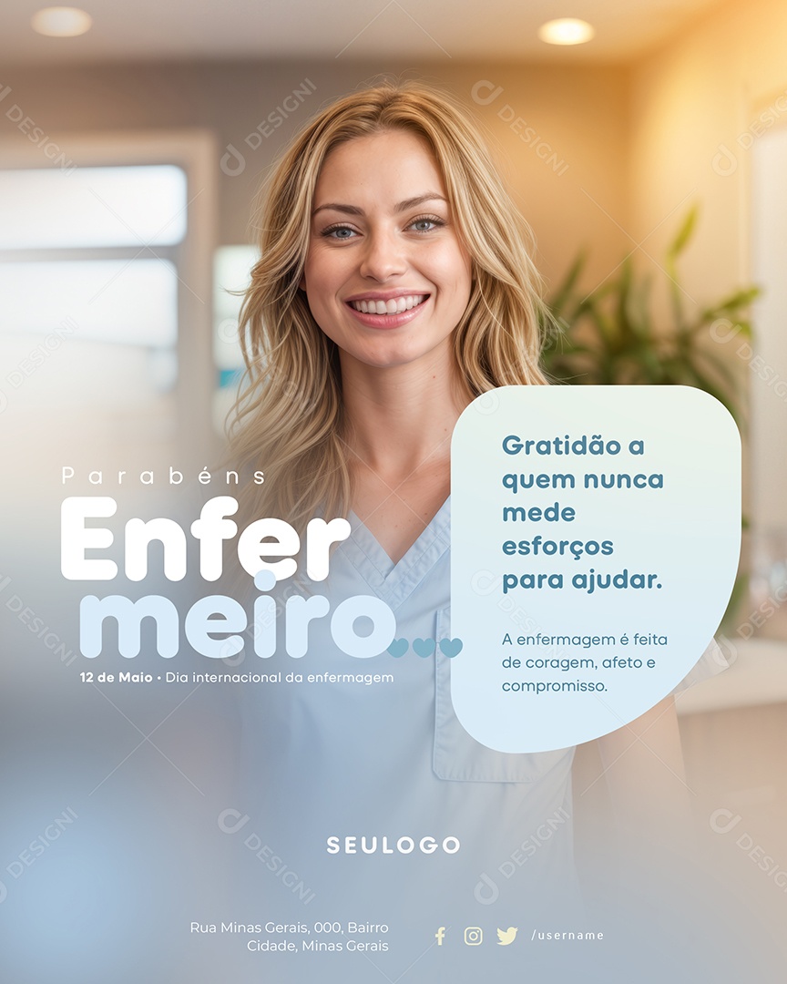Dia Internacional da Enfermagem 12 De Maio Social Media PSD Editável