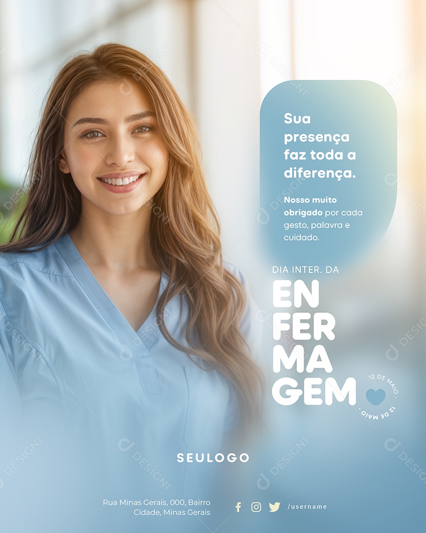 Dia Internacional da Enfermagem 12 De Maio Social Media PSD Editável