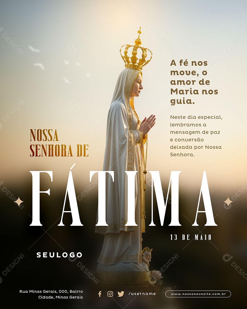 Dia De Nossa Senhora De Fátima 13 De Maio Social Media PSD Editável
