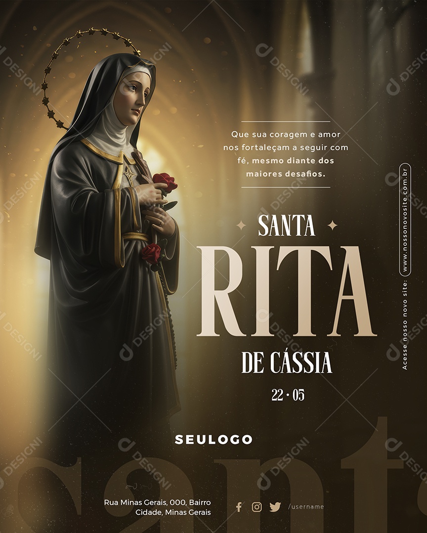 Dia da Santa Rita de Cássia 22 de Maio Social Media PSD Editável