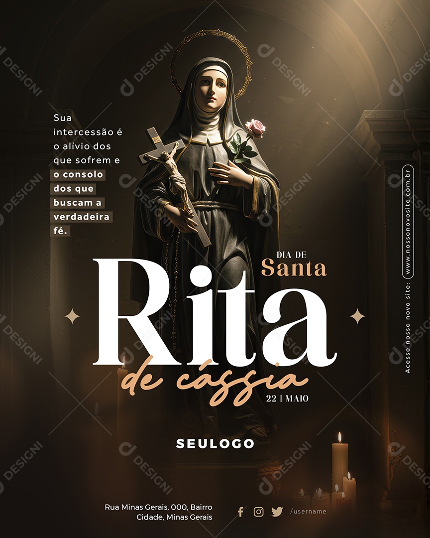 Dia da Santa Rita de Cássia 22 de Maio Social Media PSD Editável