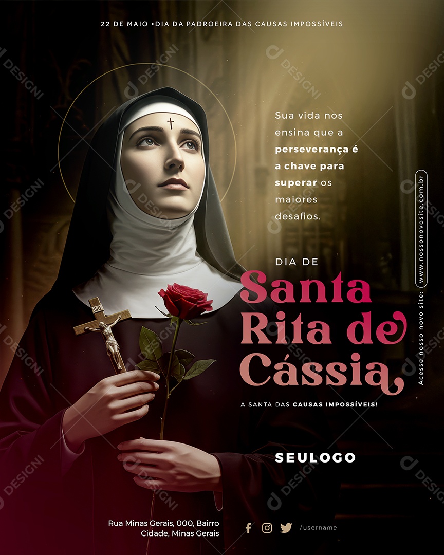 Dia da Santa Rita de Cássia 22 de Maio Social Media PSD Editável