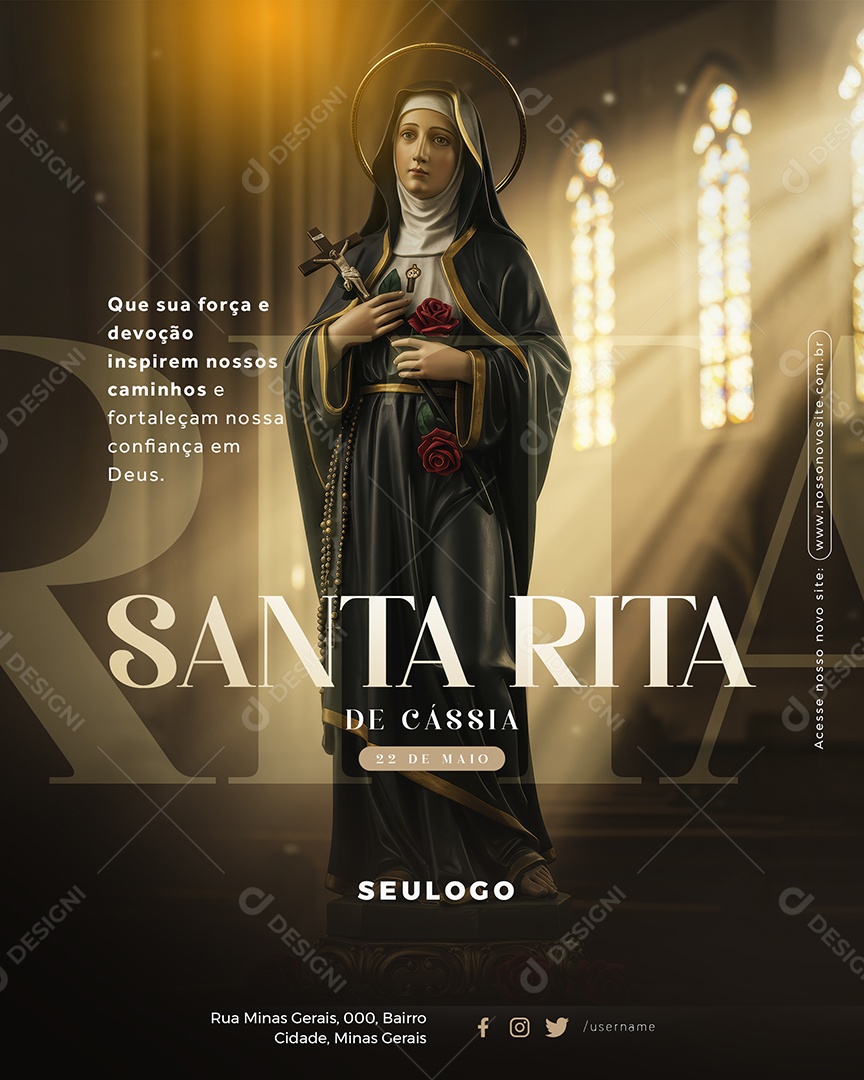 Dia da Santa Rita de Cássia 22 de Maio Social Media PSD Editável