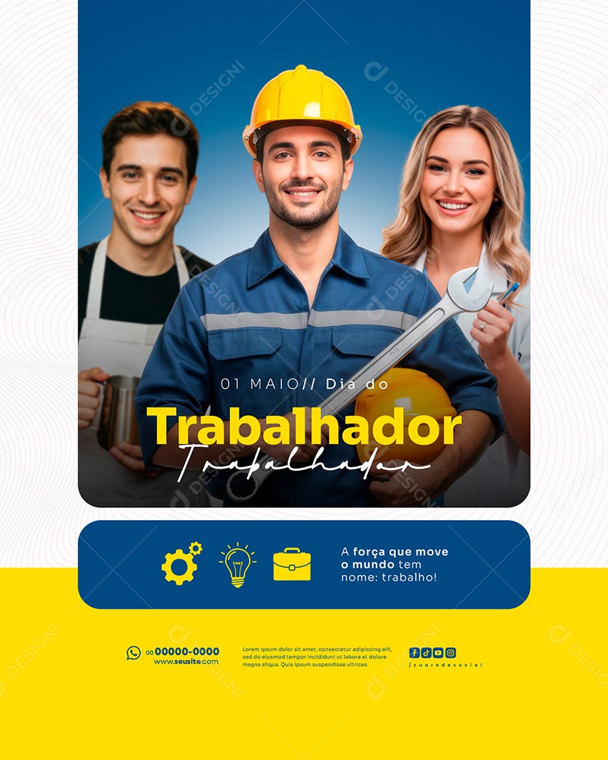 Dia Do Trabalhador 01 de Maio Engenheiro Social Media PSD Editável