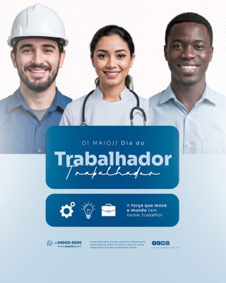Dia Do Trabalhador 01 de Maio Social Media PSD Editável