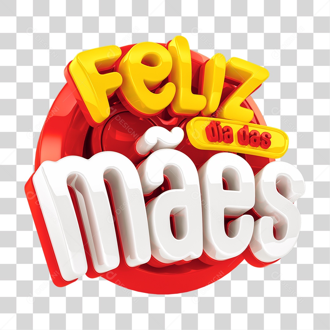 Selo 3D Feliz Dia das Mães PNG Transparente