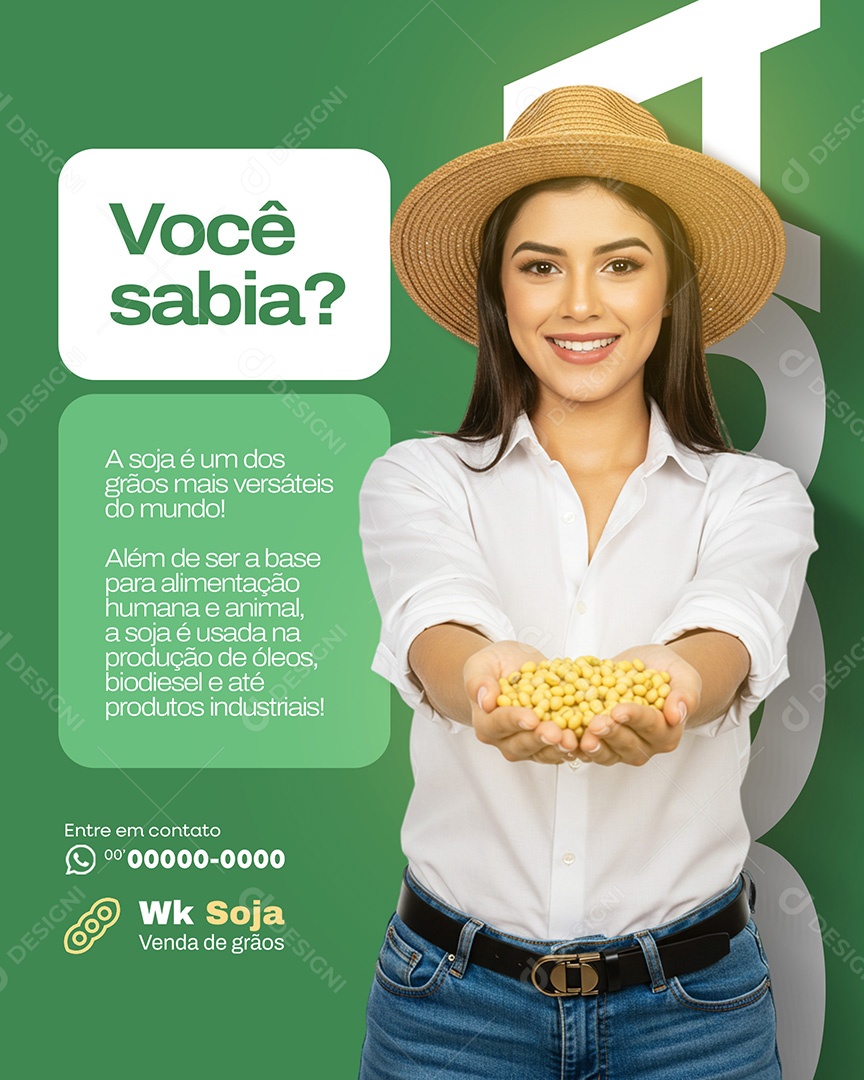 Agricultura Curiosidade sobre Soja Social Media PSD Editável