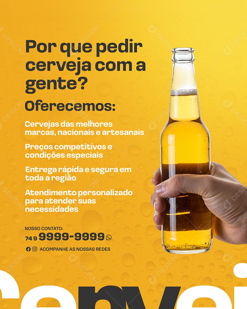 Distribuidora de Bebidas Porque Pedir Cerveja Com a Gente Social Media PSD Editável