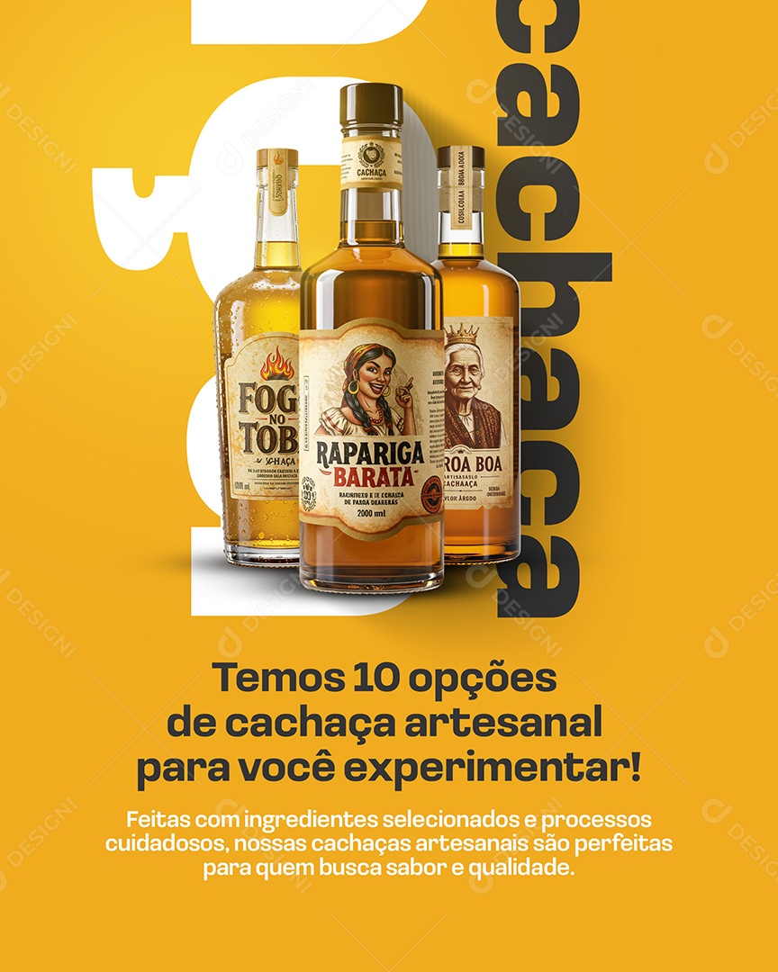 Distribuidora de Bebidas Temos 10 Opções de Cachaça Social Media PSD Editável