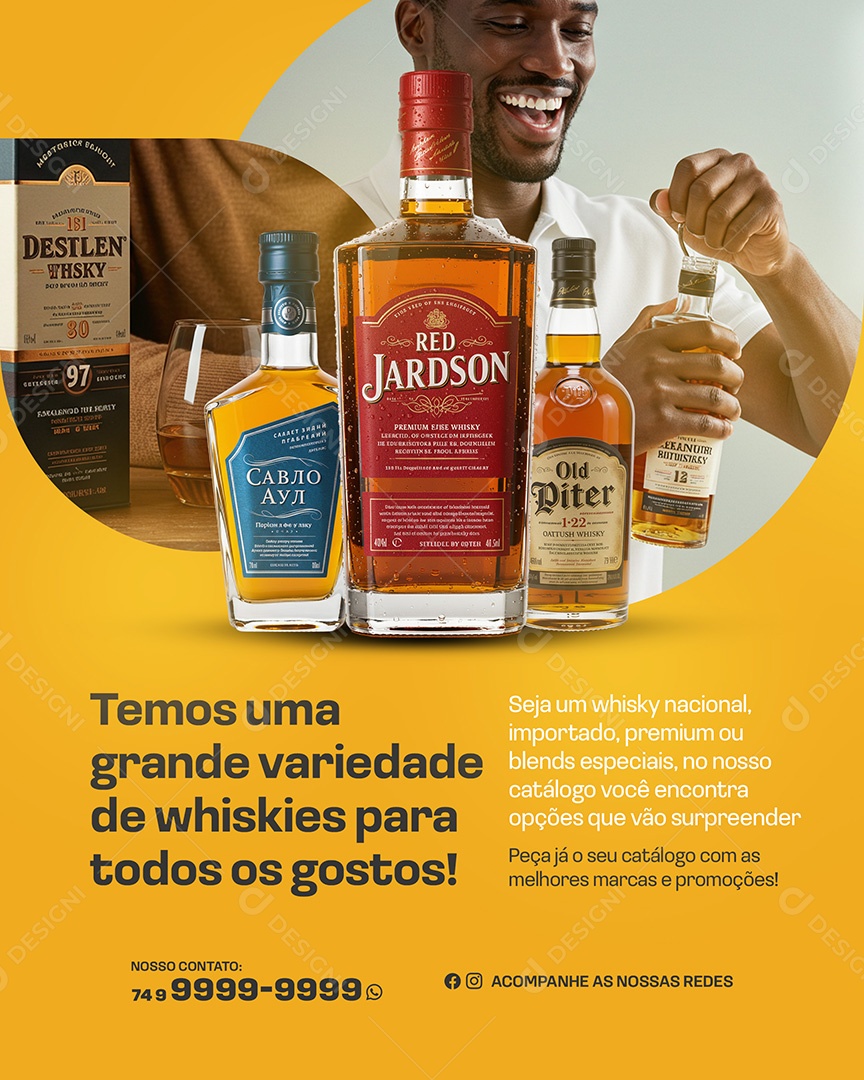 Distribuidora de Bebidas Variedade de Whisky Social Media PSD Editável