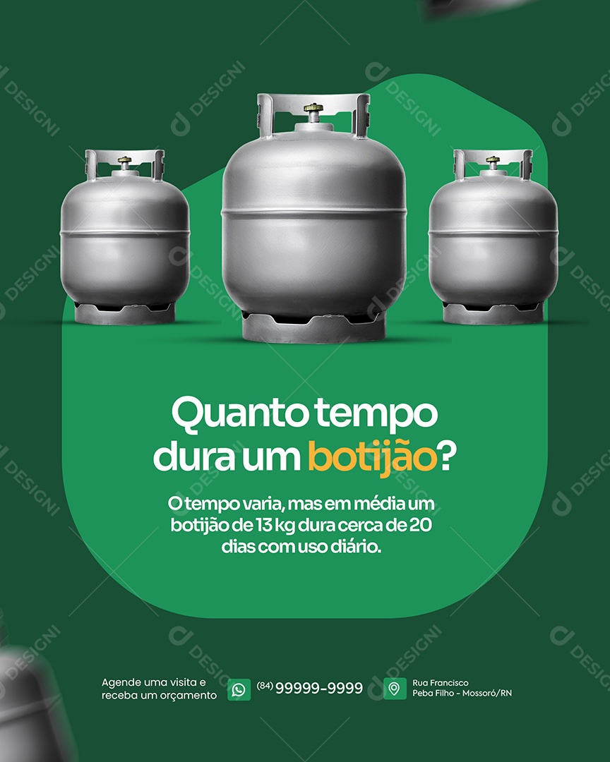 Quanto Tempo Dura um Botijão Social Media PSD Editável