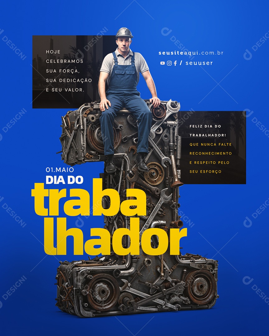 Feliz Dia Do Trabalhador 01 de Maio Social Media PSD Editável