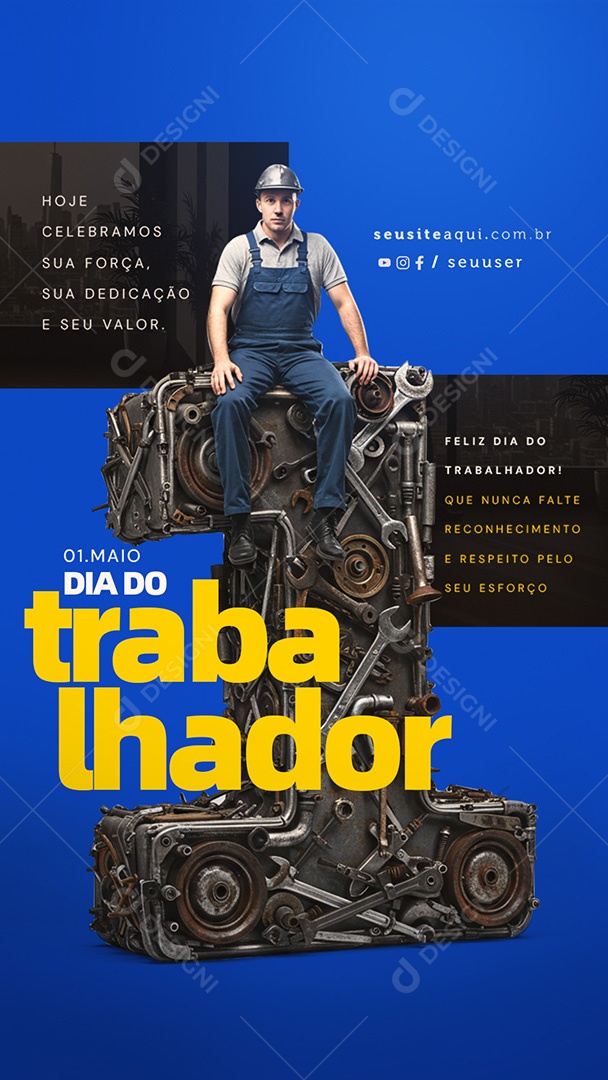 Story Feliz Dia Do Trabalhador 01 de Maio Social Media PSD Editável