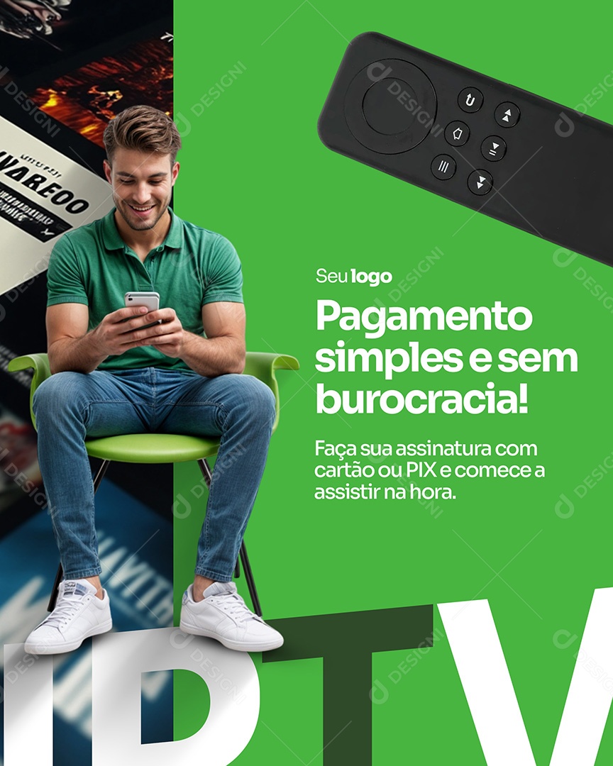 IPTV Facilidade para Fazer o Pagamento Social Media PSD Editável