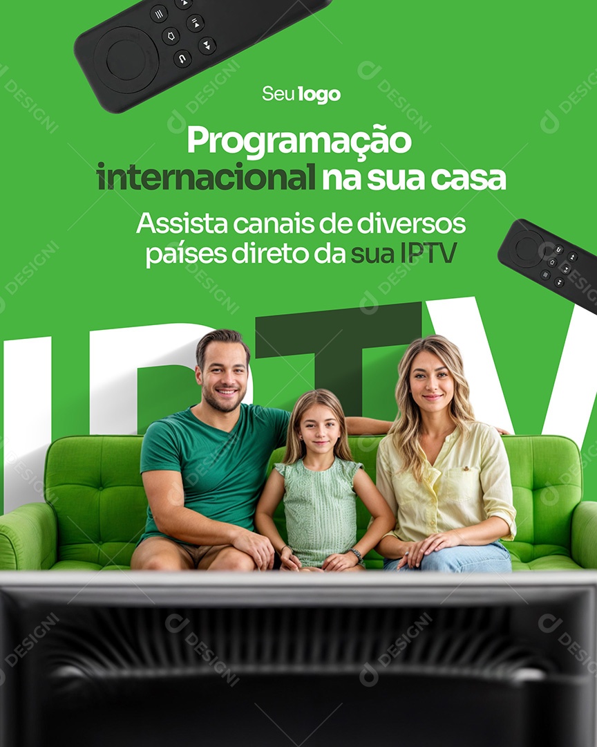 IPTV Programação Internacional na Sua Casa Social Media PSD Editável