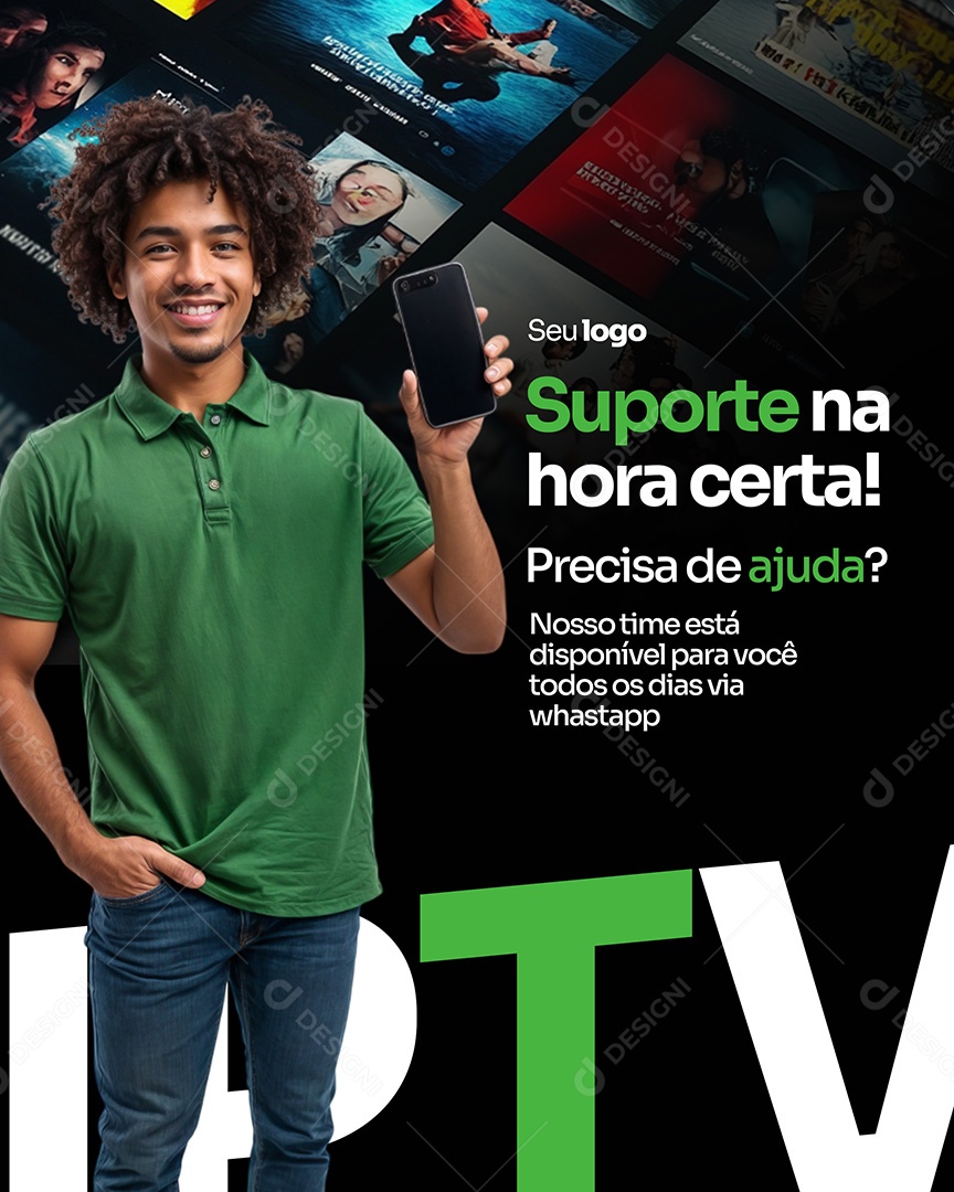 IPTV Suporte na Hora Certa Social Media PSD Editável