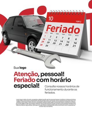 Oficina  Aviso de Feriado Social Media PSD Editável