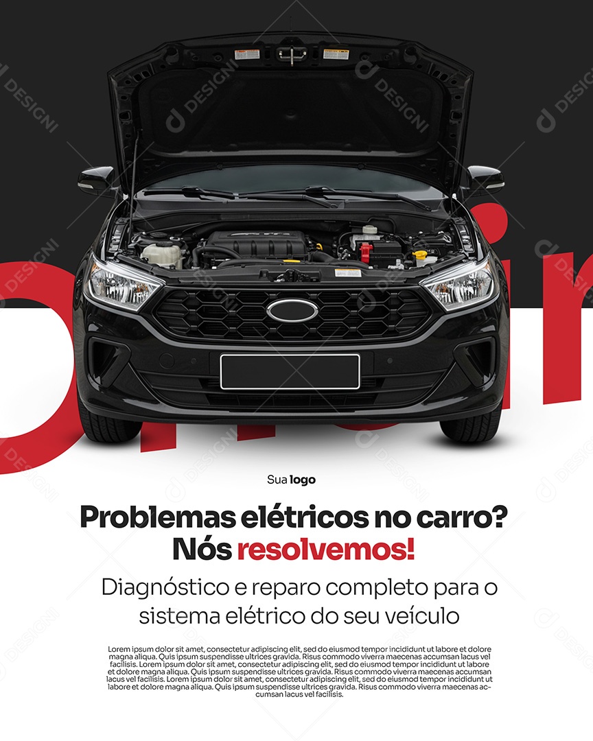 Oficina Problemas Eletricos no Carro Social Media PSD Editável