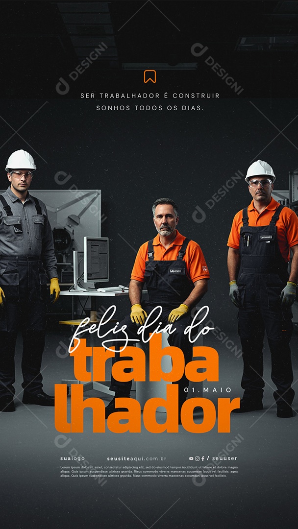 Story Feliz Dia Do Trabalhador 01 de Maio Social Media PSD Editável