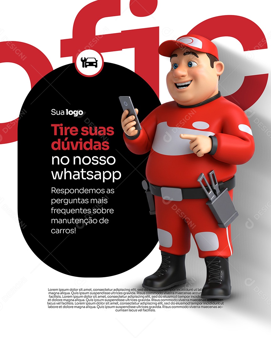 Oficina Tire Suas Duvidas no Whatsapp Social Media PSD Editável