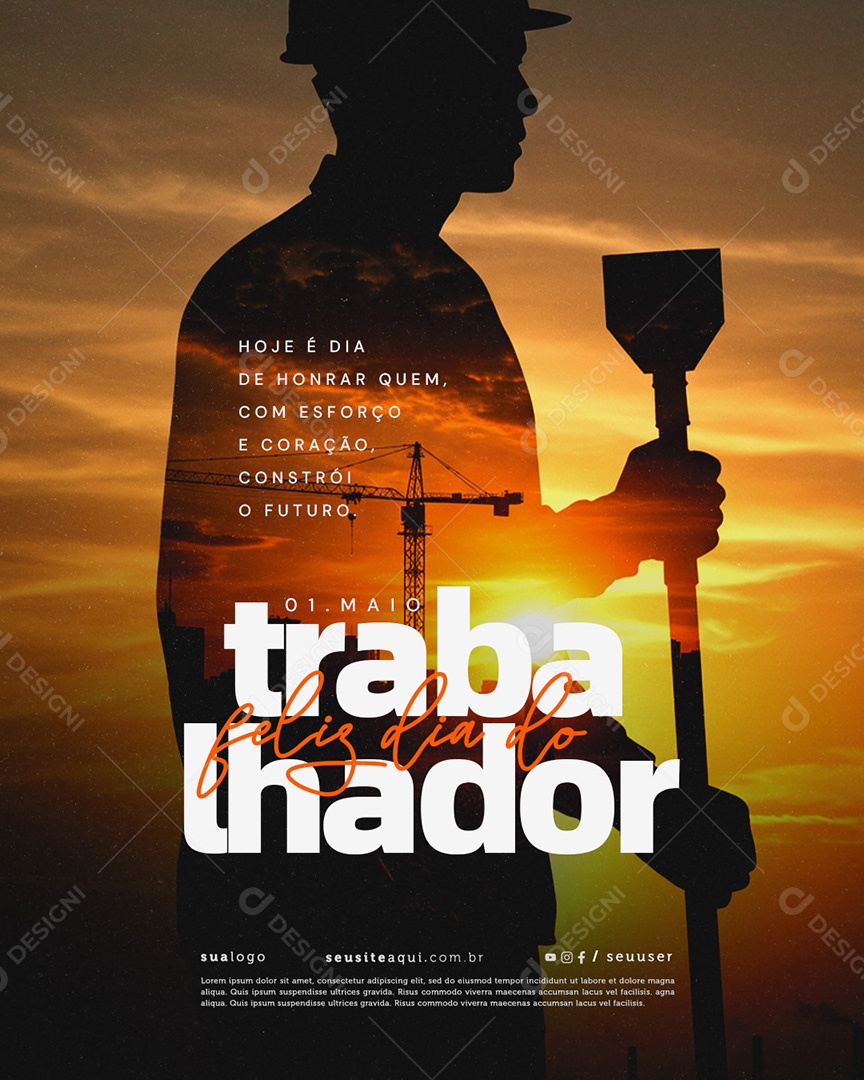 Feliz Dia Do Trabalhador 01 de Maio Social Media PSD Editável