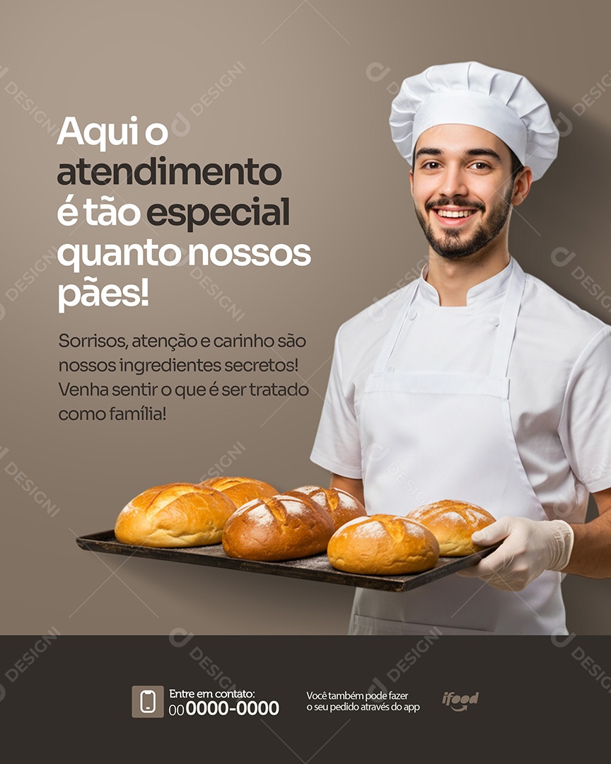 Padaria Atendimento Especial Social Media PSD Editável