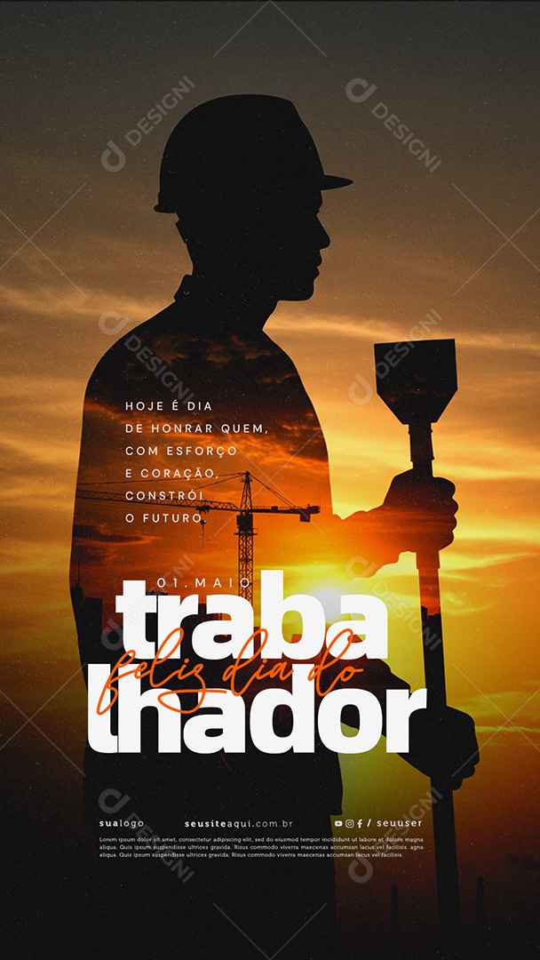 Story Feliz Dia Do Trabalhador 01 de Maio Social Media PSD Editável