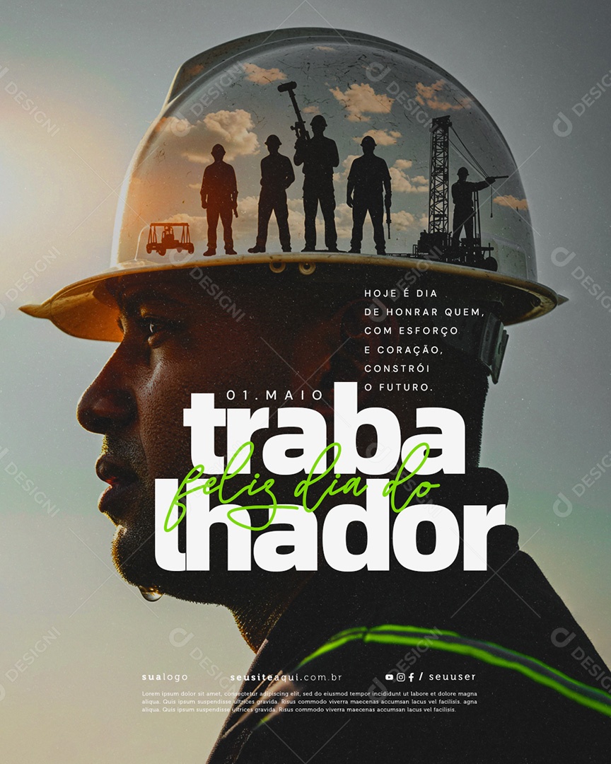 Feliz Dia Do Trabalhador 01 de Maio Social Media PSD Editável