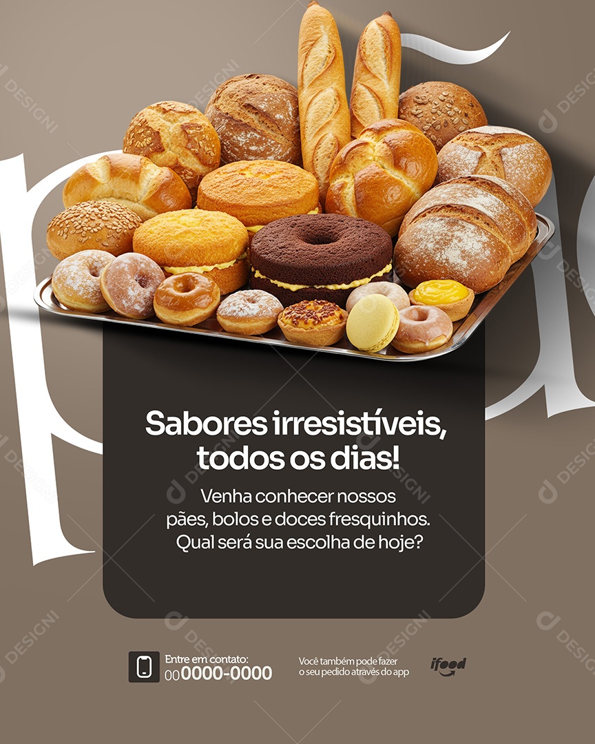 Padaria Sabores Irresistiveis Todos os Dias Social Media PSD Editável