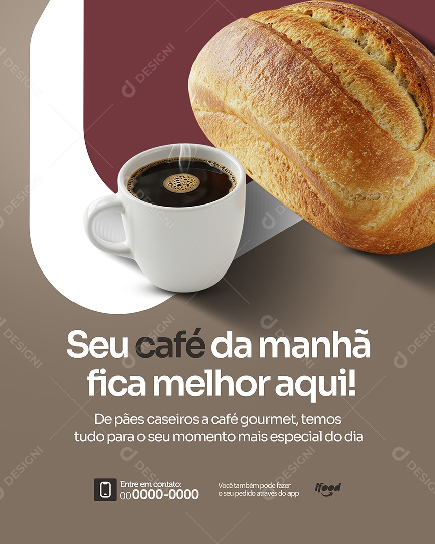 Padaria Seu Café da Manhã Social Media PSD Editável